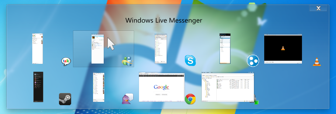 Attachment Screenshot Attaching a window: alt-tab style window selection