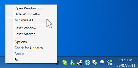Tray Screenshot Minimize all windows neatly to tray
