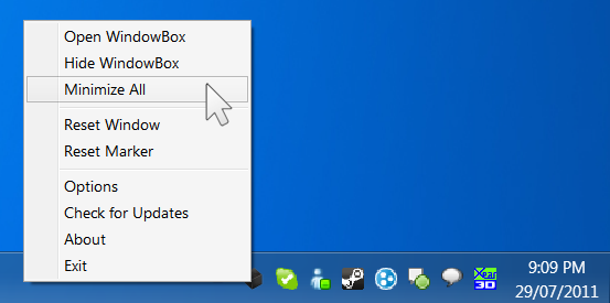 Minimize all windows neatly to tray